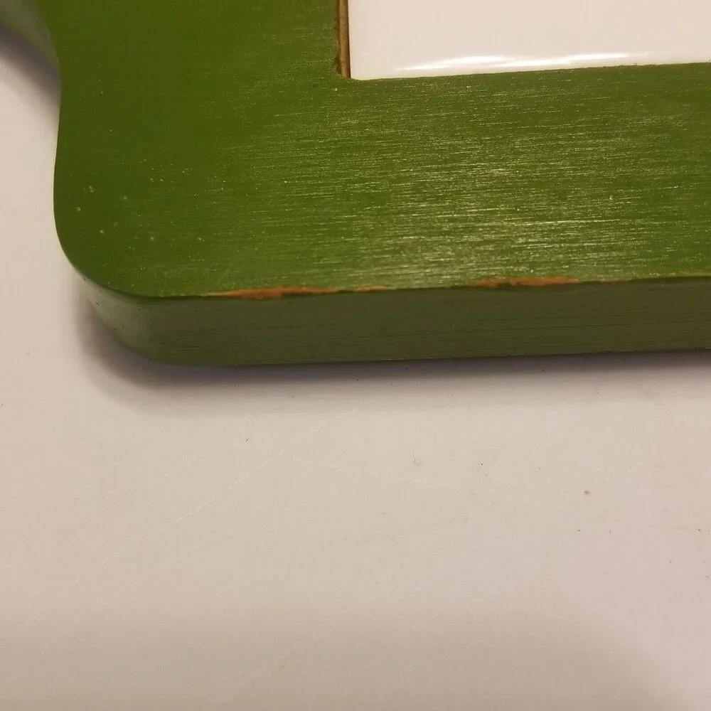 Cheese Board Vintage 70s Wood Ceramic Trivet‎ Cutting Avocado Green Knife